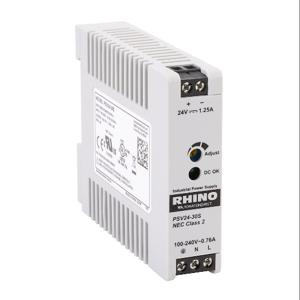 RHINO PSV24-30S Switching Power Supply, 24 VDC At 1.25A/30W, 120/240 VAC Nominal Input, 1-Phase, Enclosed | CV7VTM