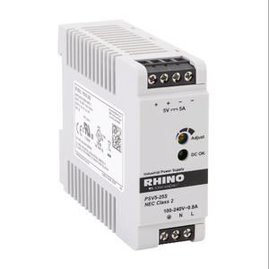RHINO PSV5-25S Switching Power Supply, 5 VDC At 5A/25W, 120/240 VAC Nominal Input, 1-Phase, Enclosed | CV7VTT