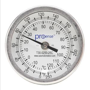 PROSENSE T30-0250-25C Bimetall-Zifferblatt-Thermometer, 3 Zoll Durchmesser, 2 1/2 Zoll Einführlänge | CV8DCW