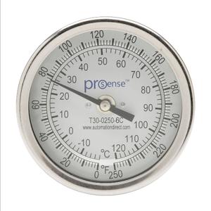 PROSENSE T30-0250-6C Bi-Metal Dial Thermometer, 3 Inch Dia., 6 Inch Insertion Length | CV8DCY