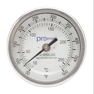 PROSENSE T30-50500-25C Bi-Metal Dial Thermometer, 3 Inch Dia., 2-1/2 Inch Insertion Length | CV8DDC