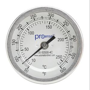 PROSENSE T30-50500-4C Bi-Metal Dial Thermometer, 3 Inch Dia., 4 Inch Insertion Length | CV8DDD