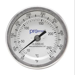 PROSENSE T30-50500-6C Bi-Metal Dial Thermometer, 3 Inch Dia., 6 Inch Insertion Length | CV8DDE
