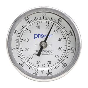 PROSENSE T30-N40160-25C Bimetall-Zifferblatt-Thermometer, 3 Zoll Durchmesser, 2-1/2 Zoll Einführlänge | CV8DDF