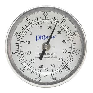 PROSENSE T30-N40160-4C Bi-Metal Dial Thermometer, 3 Inch Dia., 4 Inch Insertion Length | CV8DDG