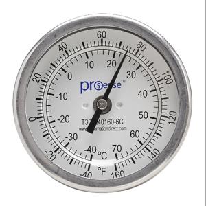 PROSENSE T30-N40160-6C Bimetall-Zifferblatt-Thermometer, 3 Zoll Durchmesser, 6 Zoll Einstecklänge | CV8DDH