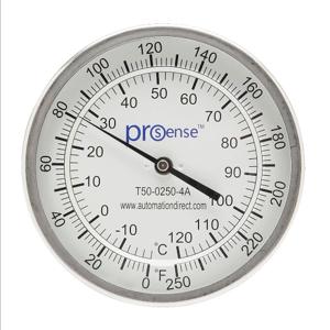 PROSENSE T50-0250-4A Bimetall-Zifferblatt-Thermometer, 5 Zoll Durchmesser, 4 Zoll Einstecklänge | CV8DDK