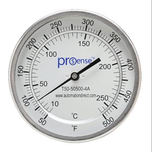 PROSENSE T50-50500-4A Bi-Metal Dial Thermometer, 5 Inch Dia., 4 Inch Insertion Length | CV8DDT