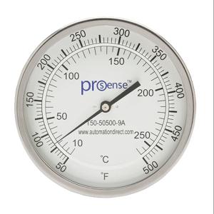 PROSENSE T50-50500-9A Bimetall-Zifferblatt-Thermometer, 5 Zoll Durchmesser, 9 Zoll Einstecklänge | CV8DDV