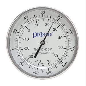 PROSENSE T50-N40160-25A Bi-Metal Dial Thermometer, 5 Inch Dia., 2-1/2 Inch Insertion Length | CV8DDW