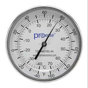 PROSENSE T50-N40160-4A Bimetall-Zifferblatt-Thermometer, 5 Zoll Durchmesser, 4 Zoll Einstecklänge | CV8DDX