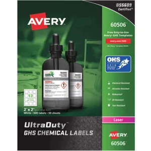 AVERY 60506 GHS Chemical Label Laser PK600 | AH8TBT 38YV50