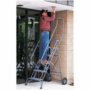 BALLYMORE FAWL-6-P Folding Rolling Ladder, 60 Inch Platform Height, 14 Inch Platform Depth | CN9BKQ 8X930