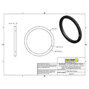 BANJO FITTINGS M301G Epdm Gasket With Rib Manifold System, 3 Inch Size | BW8BJM