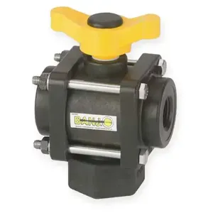 BANJO FITTINGS V075BL Ball Valve, 3 Way, 3/4 Inch Fpt, Bottom Load Poly | AC8TTZ 3DTF3