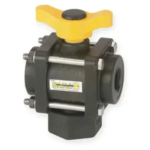 BANJO FITTINGS V100BL Ball Valve, Bottom Load, 1 Inch, 3 Way, Polypropylene | AC8TUA 3DTF4