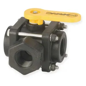 BANJO FITTINGS V100SL Ball Valve, Side Load, 3 Way, 1 Inch, FPT, Polypropylene | AC8TUF 3DTF9