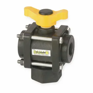 BANJO FITTINGS V125BL Poly Ball Valve, 3-Way Bottom Load, 1-1/4 Inch Size | AC8TUB 3DTF5