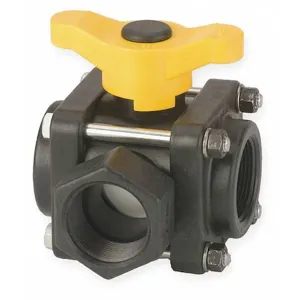 BANJO FITTINGS V150SL Fpt 3-Way Side Load Poly Ball Valve, 1-1/2 Inch Size | AC8TUH 3DTG2