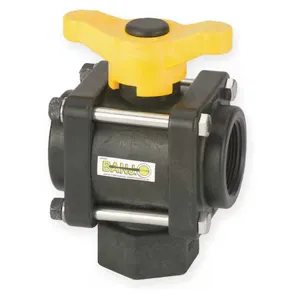 BANJO FITTINGS V150BL Fpt 3-Way Bottom Load Poly Ball Valve, 1-1/2 Inch Size | AC8TUC 3DTF6