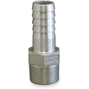 BANJO FITTINGS HB100SS Hose Barb, 1 Inch MPT x 1 Inch HB, Stainless Steel | AC8TXP 3DTU2