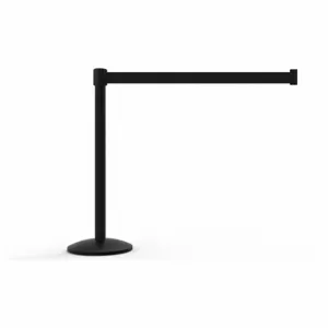 BANNER STAKES AL6108B Retractable Belt Crowd Control Safety Barrier, Aluminum, Black, 39 Inch Post Height, Solid | CN9DKY 793LF8