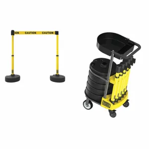 BANNER STAKES PL4001T Plus Barricade System, Yellow, Caution, Yellow, Black | CN9DJN 53XV79