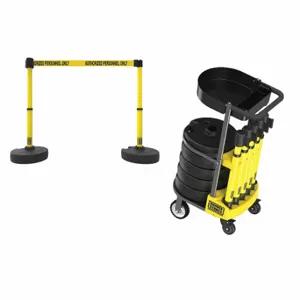 BANNER STAKES PL4004T Plus Barricade System, Yellow, Authorized Personnel Only, Yellow, Black | CN9DJJ 53XV83