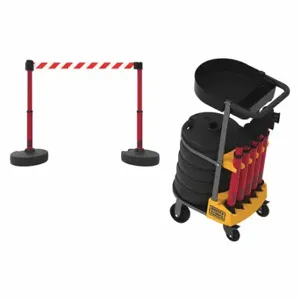 BANNER STAKES PL4014T Plus Barricade System, Red and White Diagonal Striped, Red, Black | CN9DJB 53XV93