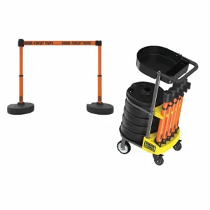 BANNER STAKES PL4017T Plus Barricade System, Orange, Danger - Forklift Traffic, Orange, Black | CN9DHX 53XV96