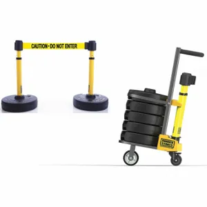 BANNER STAKES PL4078 Plus Barricade System, Yellow, Caution - Do Not Enter, Yellow, Black | CN9DJL 45GP57