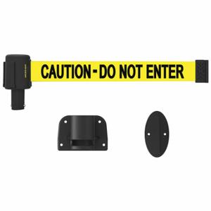 BANNER STAKES PL4108 Retractable Belt Barrier, Yellow, Caution - Do Not Enter, 15 ft Belt Length | CN9DKT 45NC39