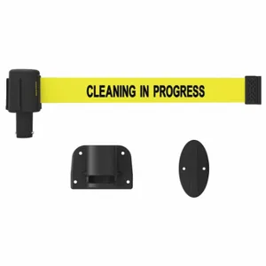 BANNER STAKES PL4110 Retractable Belt Barrier, Yellow, Cleaning Inch Progress, 15 ft Belt Length | CN9DKU 45NC41