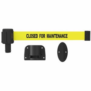 BANNER STAKES PL4112 Retractable Belt Barrier, Yellow, Closed | CN9DKW 45NC43