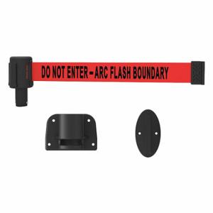 BANNER STAKES PL4116 Retractable Belt Barrier, Red, Do Not Enter - Arc Flash Boundary, 15 ft Belt Length | CN9DKP 45NC47