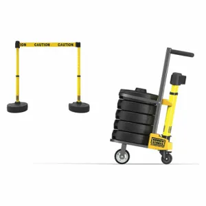 BANNER STAKES PL4122 Plus Barricade System, Yellow, Caution, Yellow, Black | CN9DJP 53XV97