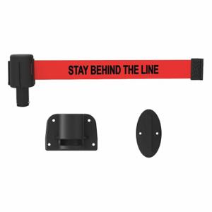 BANNER STAKES PL4125 Retractable Belt Barrier System, Red, Stay Behind The Line, Matte, 15 ft Belt Length | CN9DKE 53XW74