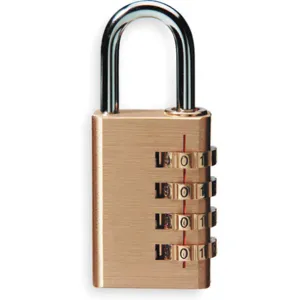 BATTALION 1XRW6 Padlock Luggage Brass Length 1-3/4 inch | AB4GAU