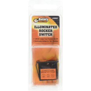 BATTERY DOCTOR 20531 Illuminated Rocker Switch, On/Off, 12 x 30 mm Slot Size, 20A, Amber | CG9ANK