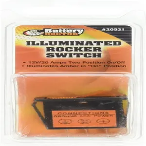 BATTERY DOCTOR 20531-7 Illuminated Rocker Switch, On/Off, 12 x 30 mm Slot Size, 20A, Amber | CG9ANL