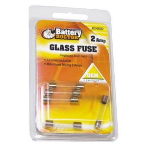 BATTERY DOCTOR 24602 Glass Fuse, 2A, 5 Piece | CG9AWU