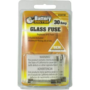 BATTERY DOCTOR 24730 Glass Fuse, 30A, 4 Piece | CG9AYB