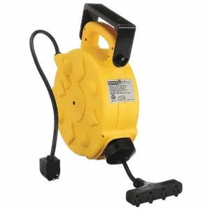 BAYCO PRODUCTS SL-8904 Retractable Cord Reel, Grounding Plug, Nema 5-15P, Quad Tap Connector, Nema 5-15R | CN9DTC 263D26