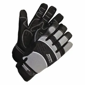 BDG 20-1-10008-M-K Mechanics Gloves, Size M, Synthetic Leather, Hook-and-Loop Cuff, Black/Gray, 1 Pair | CN9GXE 783TF0