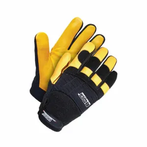 BDG 20-1-10609-X2LK Mechanics Gloves, Size 2XL, Cut and Sewn Glove, Full Finger, Deerskin, Black/Yellow | CN9GTC 783TK2