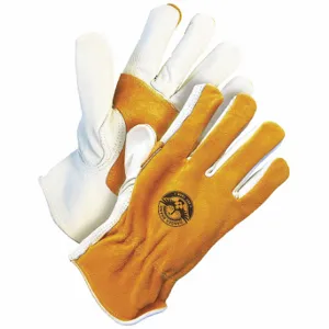 BDG 20-1-148-M-K Leather Gloves, Size M, Double Palm, Cowhide, Premium, Glove, Full Finger, Unlined, 1 Pair | CT2PEL 780XZ3