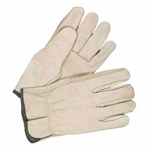 BDG 20-1-1571-9 Leather Gloves, Size S, Cowhide, Premium, Glove, Full Finger, Shirred Slip-On Cuff, Beige | CT2RYG 55LA97