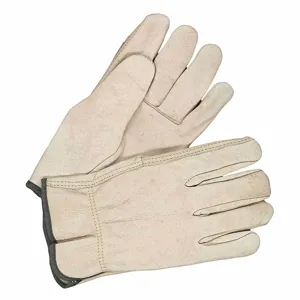 BDG 20-1-1571-10-K Leather Gloves, Size M, Cowhide, Glove, Full Finger, Shirred Slip-On Cuff, Unlined, 1 Pair | CT2PDB 783TV6