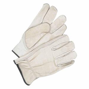 BDG 20-1-1581-11 Leather Gloves, Size L, Cowhide, Premium, Glove, Full Finger, Shirred Slip-On Cuff, Beige | CT2GCE 55LC05