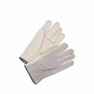 BDG 20-1-1592-11-K Leather Gloves, Size L, Cowhide, Glove, Full Finger, Shirred Slip-On Cuff, Unlined, Grain | CT2DLM 783TW4